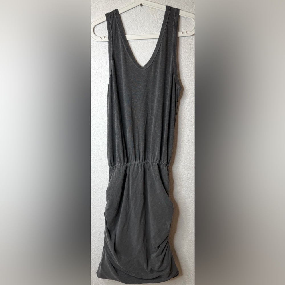 SUNDRY Anthropologie Evereve Women’s Grey Tank Dress Sz 3 Large Ruched